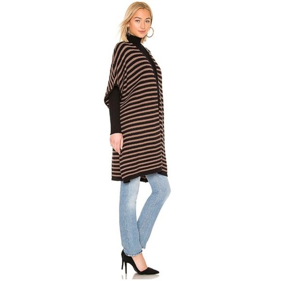 Lovers and Friends Ventura Poncho Striped Cardigan Sweater Beige/Black SMALL NWT - Picture 3 of 13